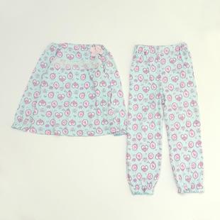 微瑕疵 家居套装 颜色美 女童春秋纯棉满印睡衣睡裤 布料舒适 日单