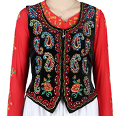 马夹 修身 新疆马甲背心舞蹈服装 女演出服舞台表演外穿百搭刺绣短款