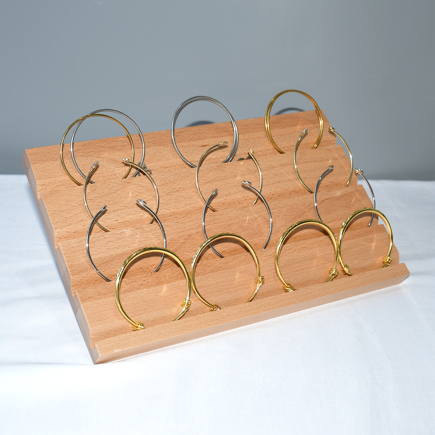 榉木手镯收纳板戒指架耳环展示架