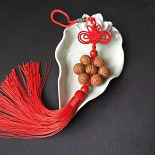 汽车挂件桃核桃木车载装饰品七星阵平安吊坠创意朱砂中国结男女