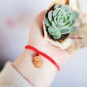 老桃木福袋红绳手串脚链钱袋婴儿童成人本命年开运手编金刚结男女