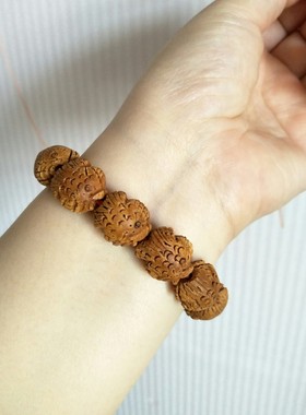 桃核雕刻小鱼手串天然佛珠念珠