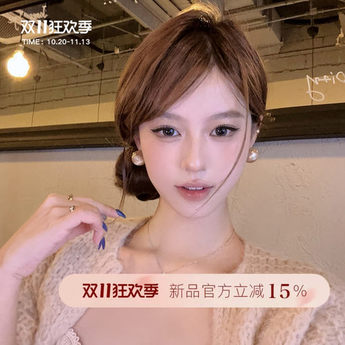 【蜜桃茶】香氛恋人 仿醋酸珍珠耳环女秋冬季知性冷淡风高级耳饰