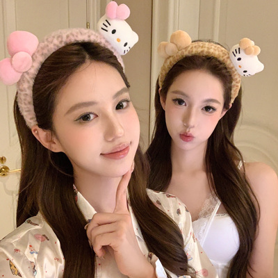 萌趣姐妹豹纹毛绒kitty猫发箍