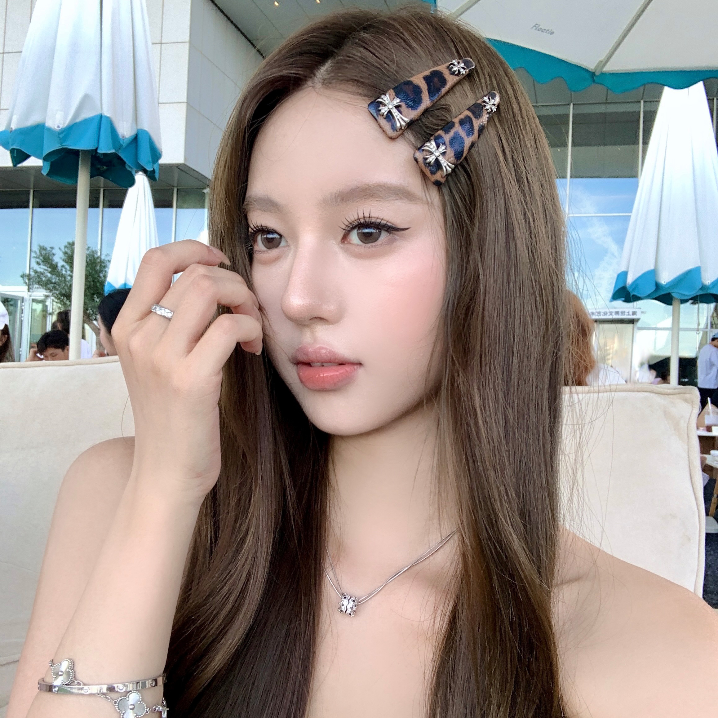 spicy~复古辣妹豹纹十字架发夹