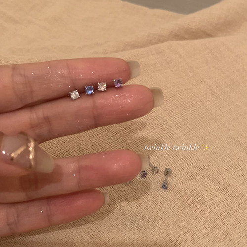 peachtea彩色锆石耳骨钉