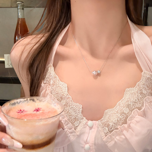 绝美自留款~闪钻珍珠吊坠项链