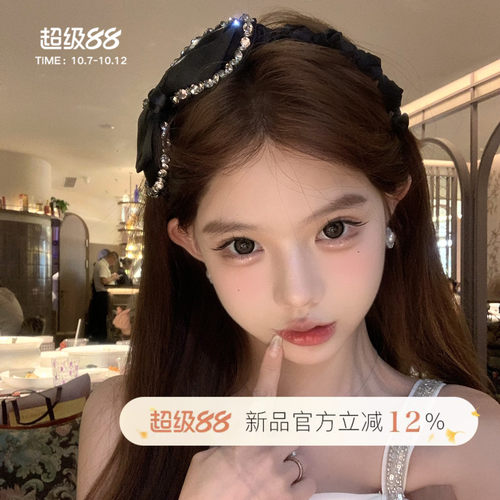 【蜜桃茶】瑰丽千金 闪钻蝴蝶结齿梳发箍2026新款高颅顶神器头饰