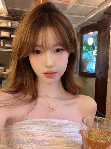 peachtea蝴蝶结双层女项链