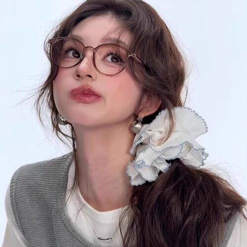 蜜桃茶人间小奶酪法式蕾丝发圈