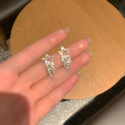 轻奢蜜桃茶迷人风高级感流苏耳环