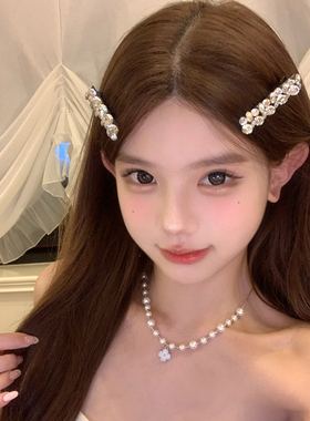 温婉可莉双排水滴满钻发夹女