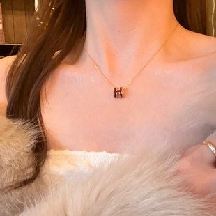 红色H字母项链毛衣链女秋冬百搭日常圣诞配饰 精致主义 蜜桃茶