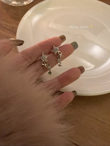 peachtea女星星耳环耳钉