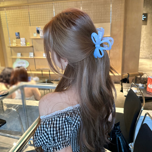 豆蔻少女韩系蓝色蝴蝶结抓夹