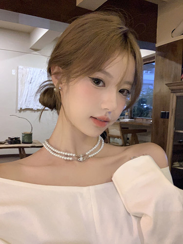 peachtea星球双层珍珠项链