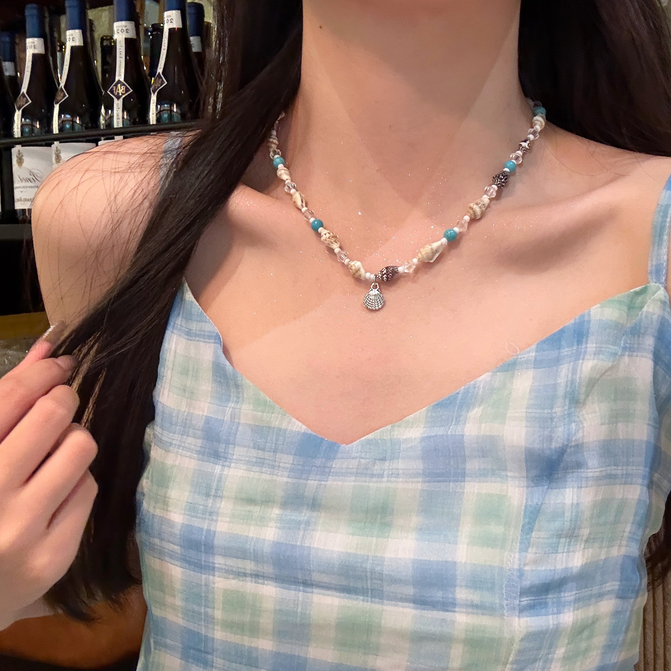 萤火之夏贝壳彩色串珠项链