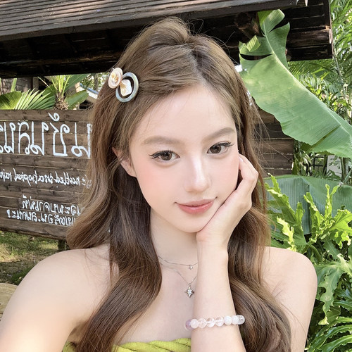 小众几何木质调贝壳发夹
