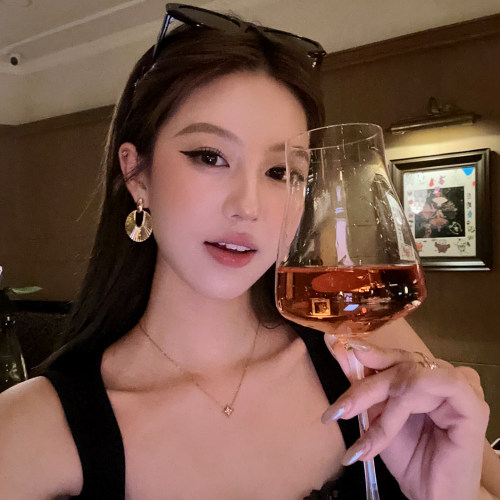 清贵黑天鹅设计感金色圈圈耳环