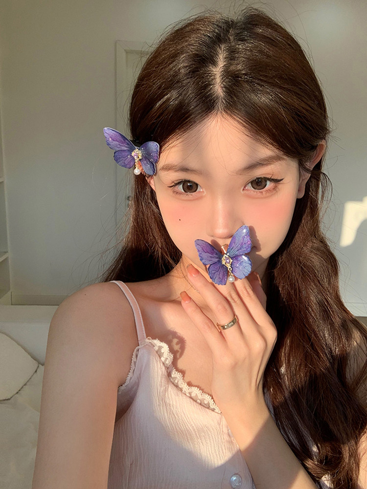 【蜜桃茶】纯欲嫩妹 精致蝴蝶发夹少女超仙边夹侧边鸭嘴发卡头饰,饰品/流行首饰/时尚饰品新,发饰,淘宝优惠券,粉丝福利购,淘宝优惠卷