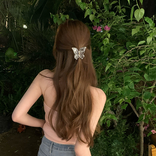 透明蝴蝶抓夾后腦勺盤發(fā)發(fā)夾高端設(shè)計(jì)感夾子 夏夜氧氣 蜜桃茶