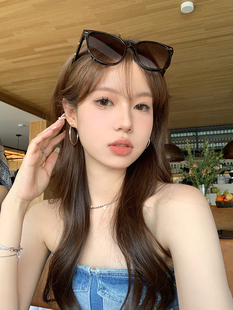 爆款 925纯银素圈大耳环女2024新款 高级感耳圈辣妹耳饰 蜜桃茶