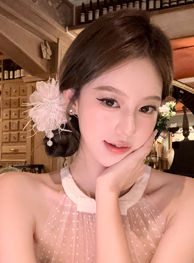 昭和情书超仙羽毛流苏发夹