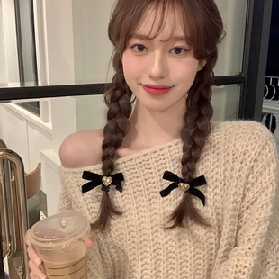 【蜜桃茶】小香风气质女孩蝴蝶结发绳高级感韩国侧边刘海碎发发夹