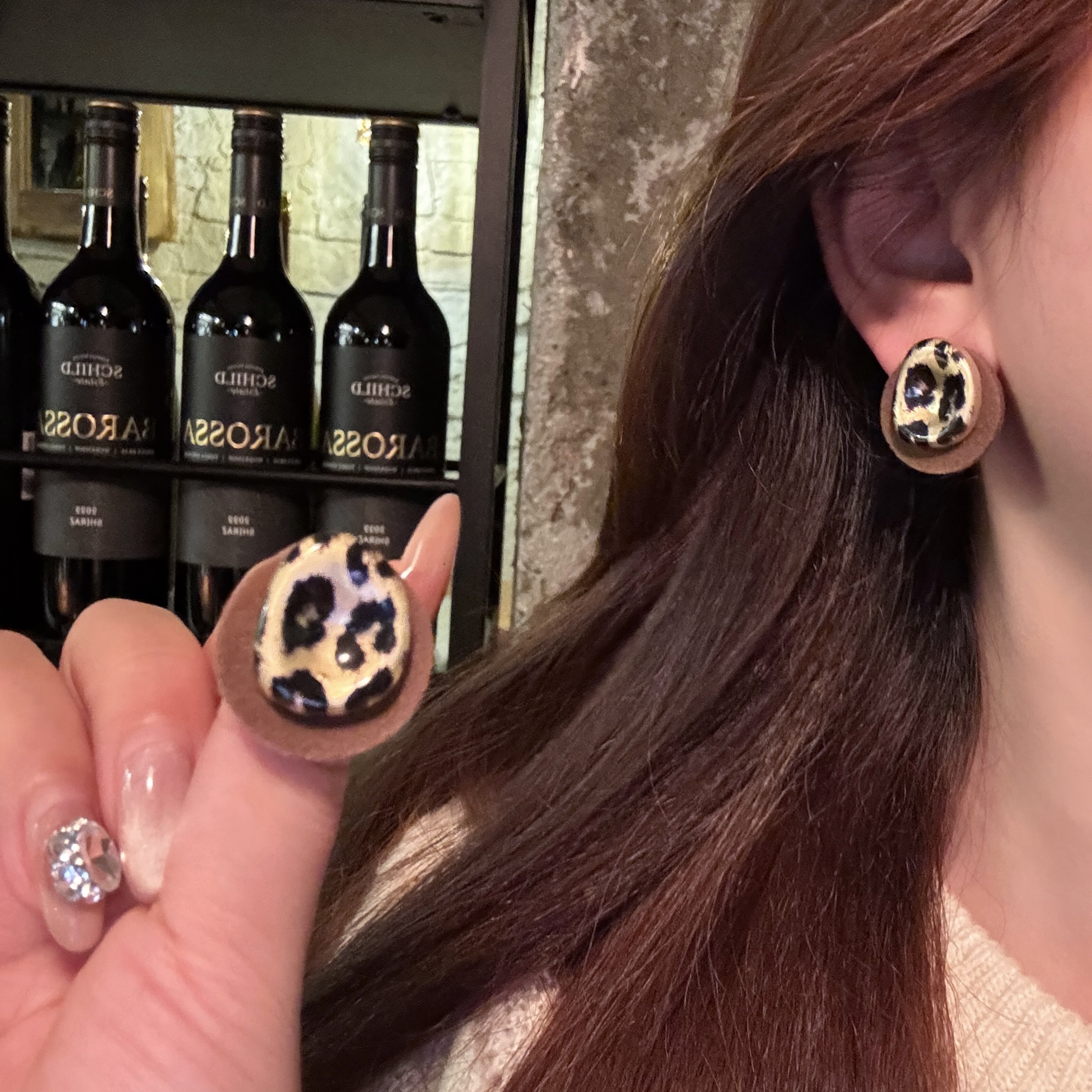 暮色秋集韩系复古豹纹耳钉