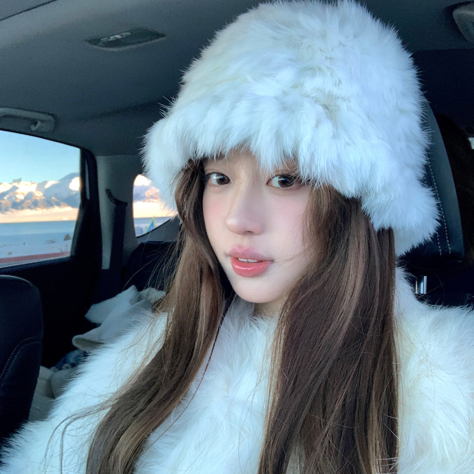 暖冬咩咩冬季兔毛毛绒帽子