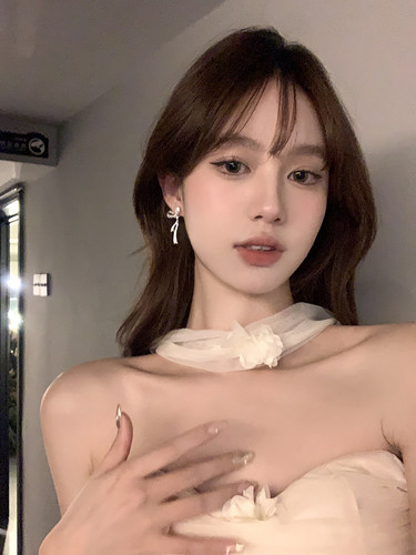 peachtea韩系蝴蝶结耳环