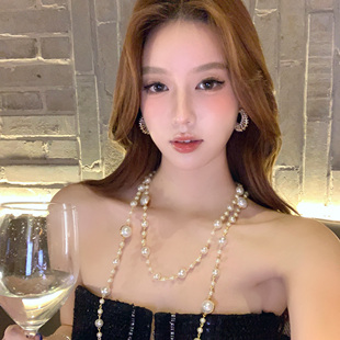 【蜜桃茶】巴洛克千金 长款气质珍珠项链叠戴高级感小香毛衣配饰