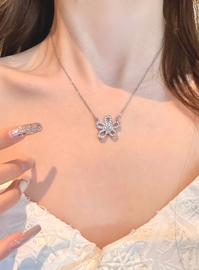 茉莉信筏满钻太阳花项链