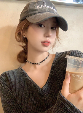 peachtea爱心皮质项链