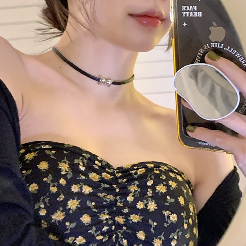 蜜桃茶辣度超标黑色蝴蝶结choker