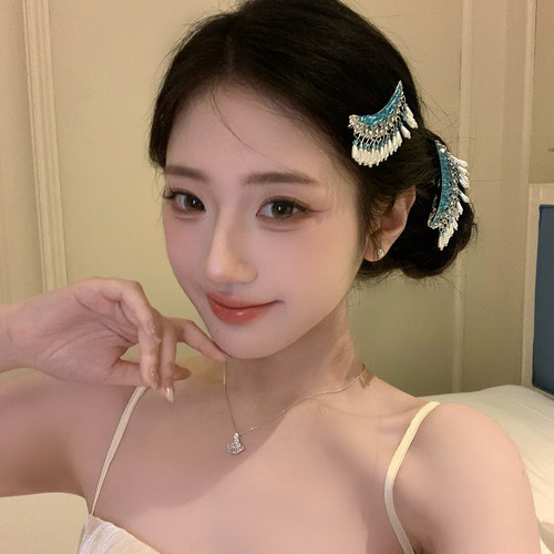 霜月满怀月牙珍珠流苏发夹
