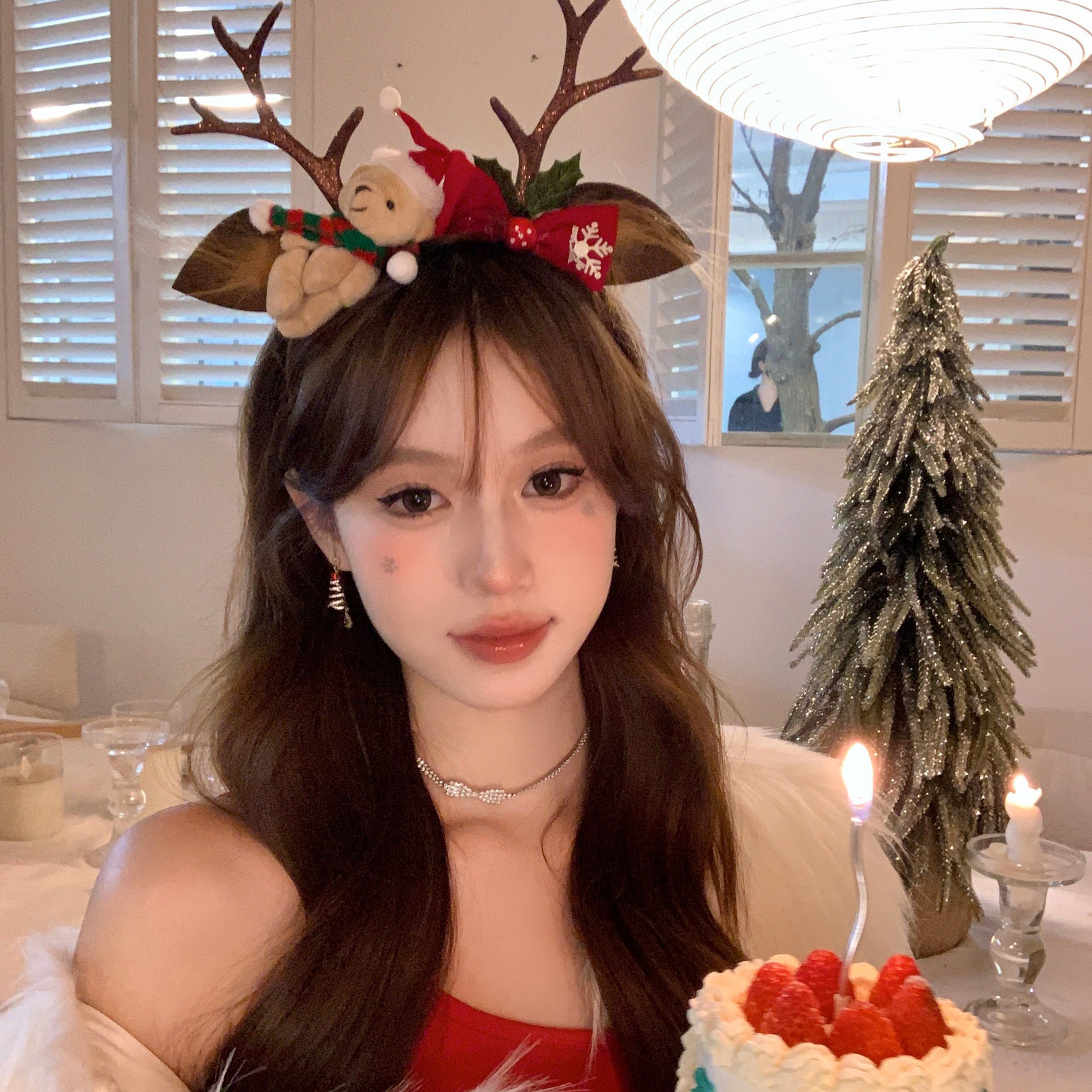 圣诞小鹿红色鹿角小熊发箍