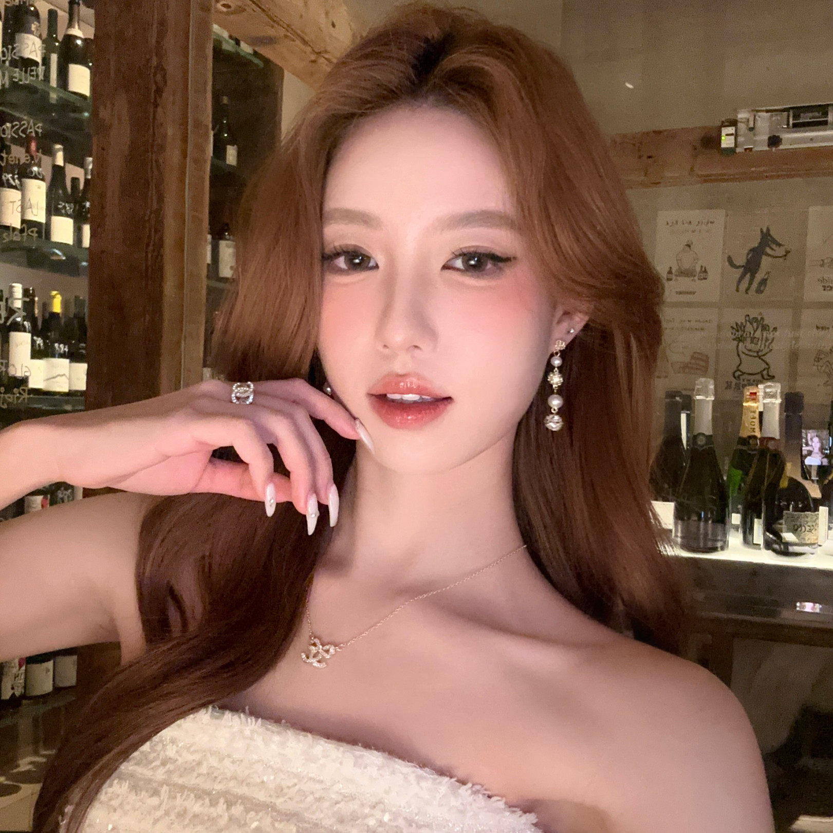 恋冬序曲法式珍珠闪钻流苏耳环图片