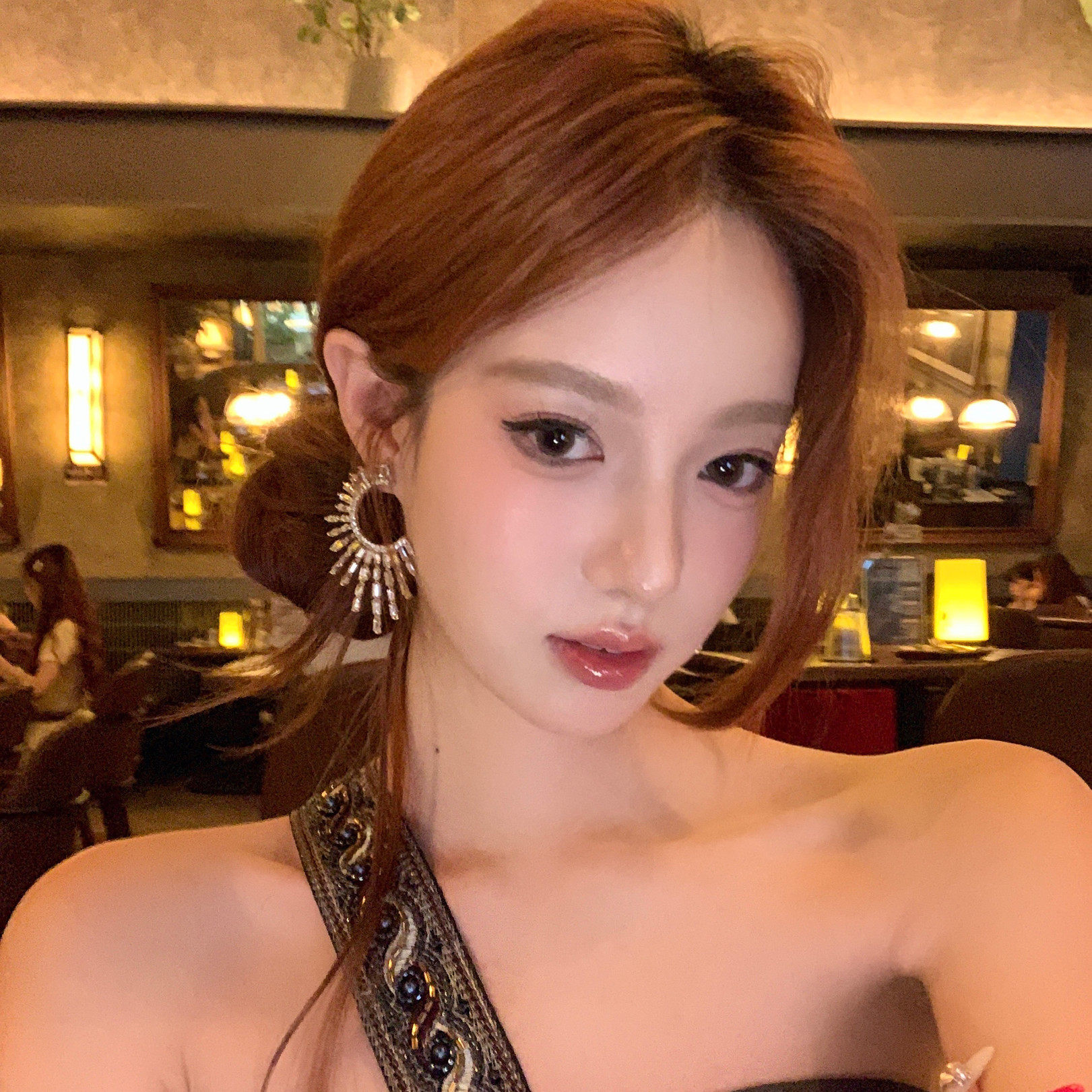 【蜜桃茶】美神降临 重工闪钻烟花耳环小众独特贵气夸张轻奢耳饰