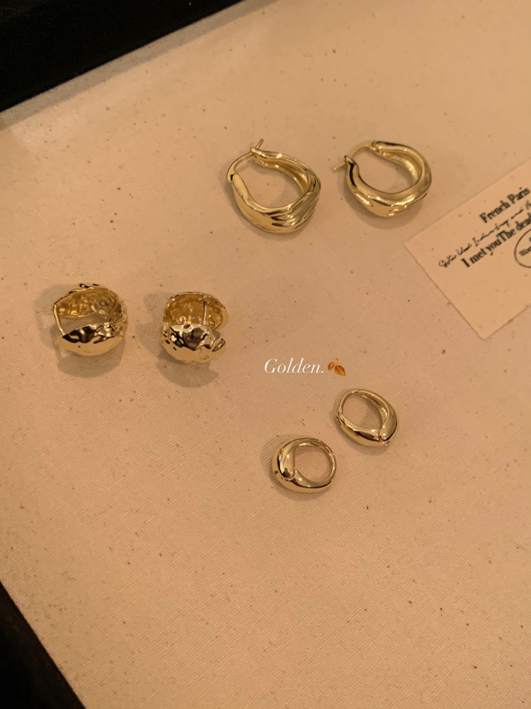 peachtea秋冬金属耳圈耳钉