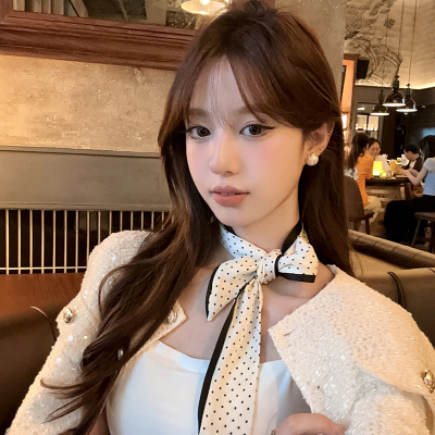 peachtea白色波点飘带