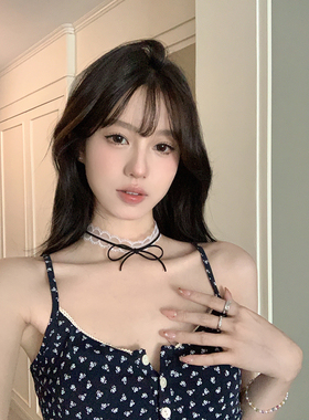 peachtea蝴蝶结蕾丝choker