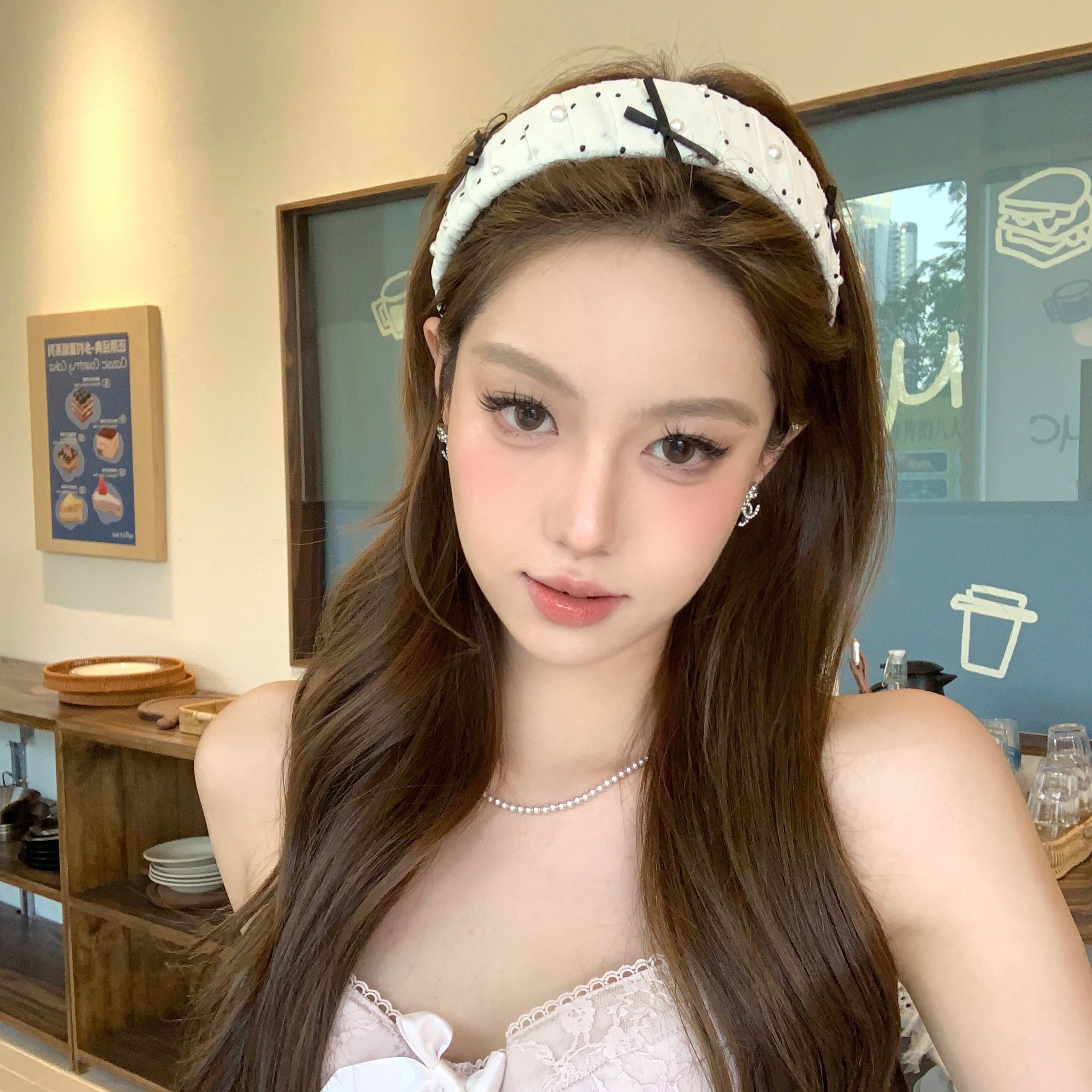 缪系温柔波点蝴蝶结发箍