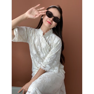 现货发 金粉世家少女新中式珍珠日常改良年轻款蕾丝旗袍连衣裙