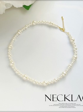 时尚仿珍珠项链锁骨链女士优雅气质毛衣链简约颈链配饰品项圈L082