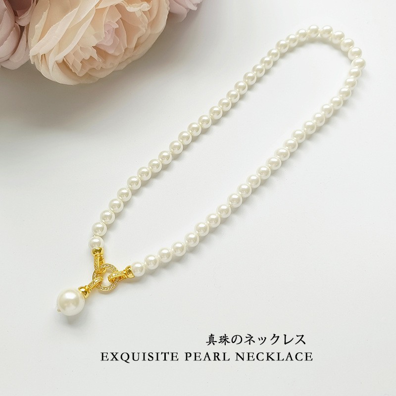 新款仿珍珠项链毛衣链颈链时尚简约百搭配饰品吊坠锁骨链女士L081