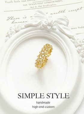 时尚仿珍珠戒指女士甜美气质百搭食指戒指开口戒子可调节指环E019