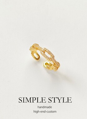 复古金色戒指环开口指环女款可调节戒指高级感个性食指戒子潮E016