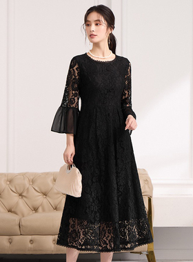 2025新款蕾丝连衣裙子中长款女士长裙子春季日常可穿小礼服88658