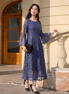 2025新款蕾丝连衣裙子中长款显瘦长裙子女士平时可穿小礼服88658